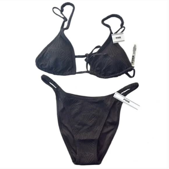 Victoria's Secret Other - NWT Victoria’s Secret | Pink Scrunchie String Black Shell Bikini Sz M